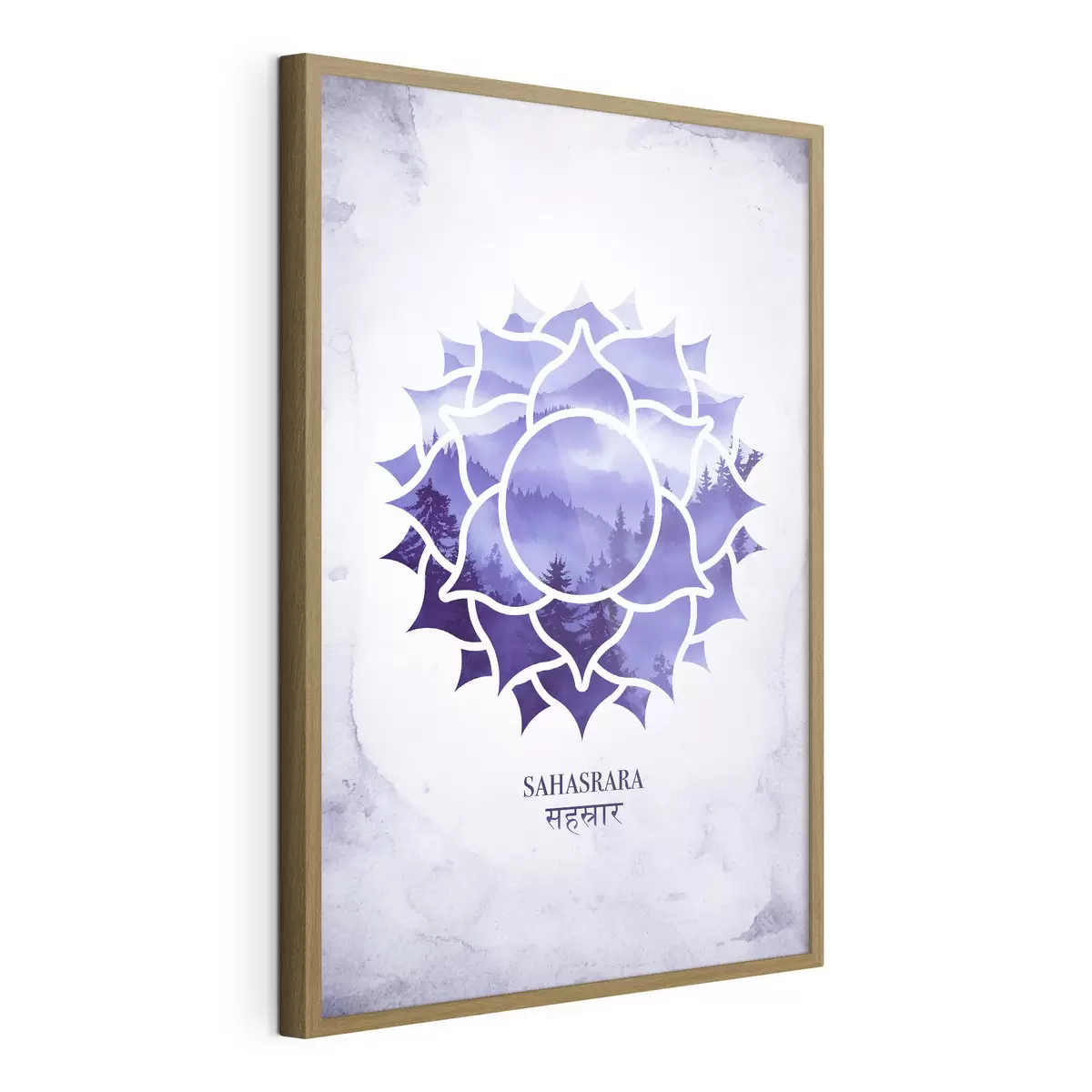 Plakatas Sahasrara čakra, violetinė čakra, ezoterinis, meditacija, budizmas, akvarelės stiliaus kalnai f41886