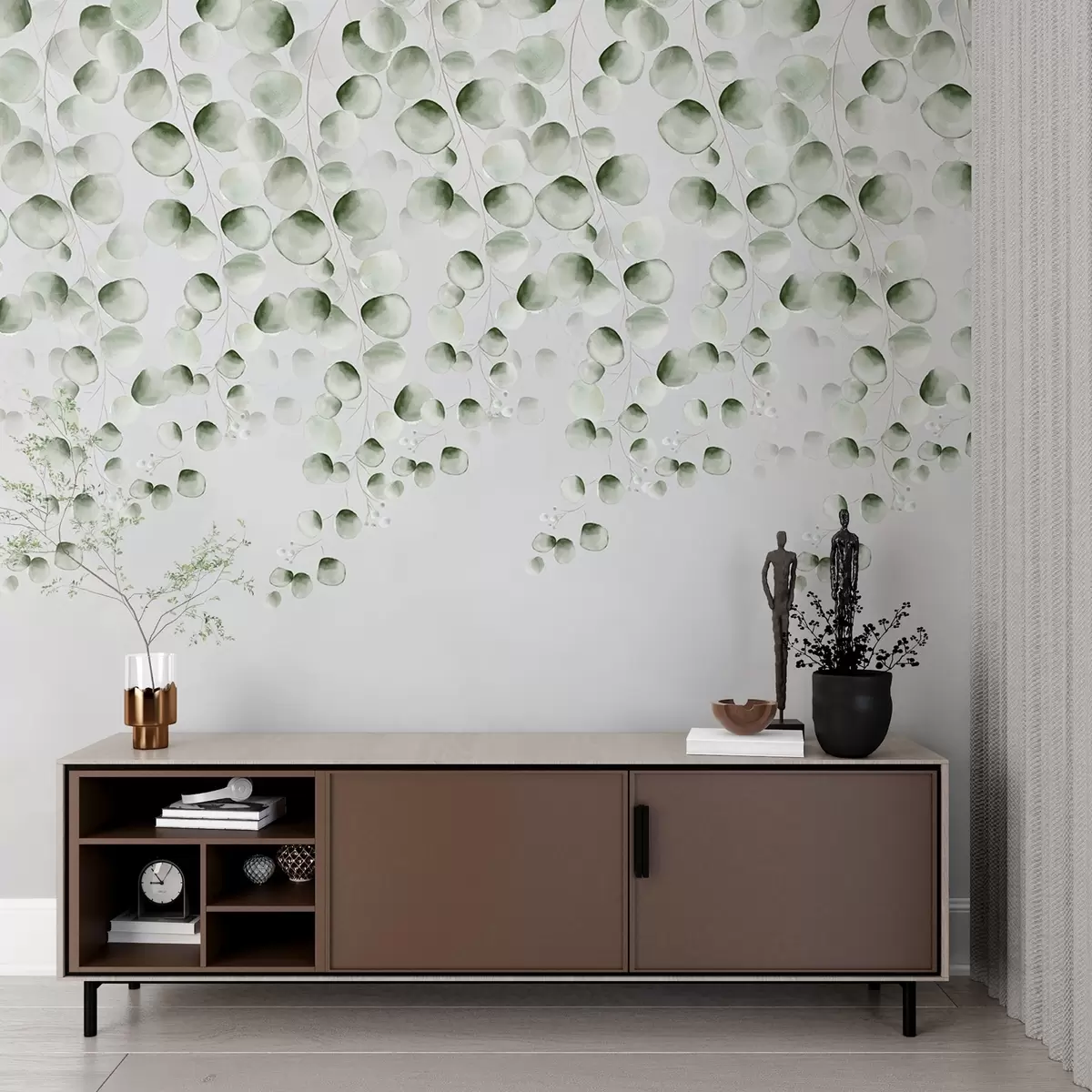 Fototapetai Žali lapai ant viršaus w02390