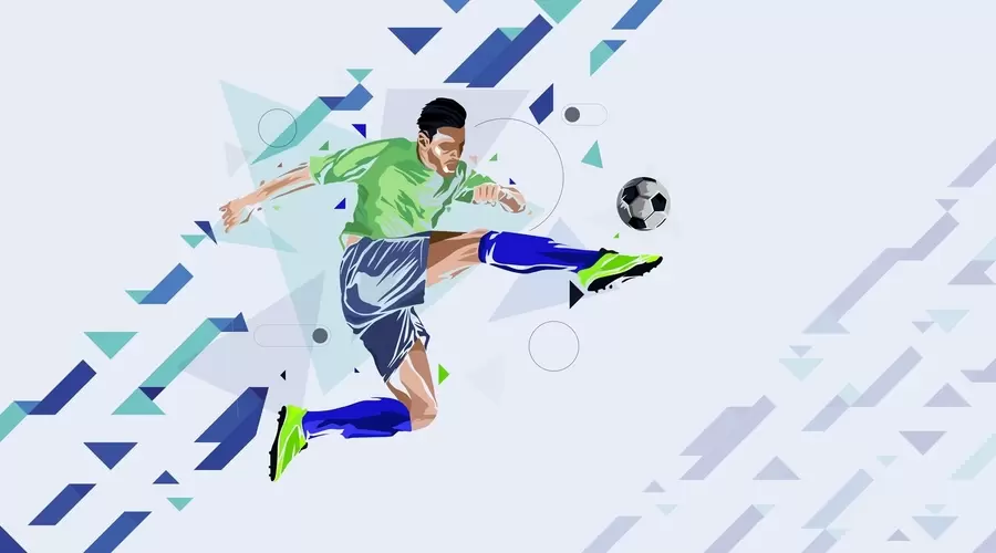 Fototapetai futbolininkas, kuris muša kamuolį w02401