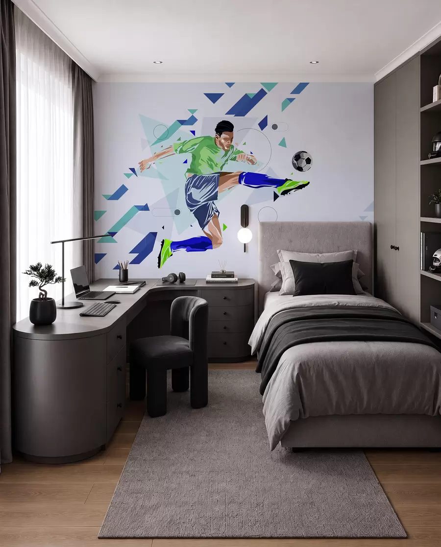 Fototapetai futbolininkas, kuris muša kamuolį w02401