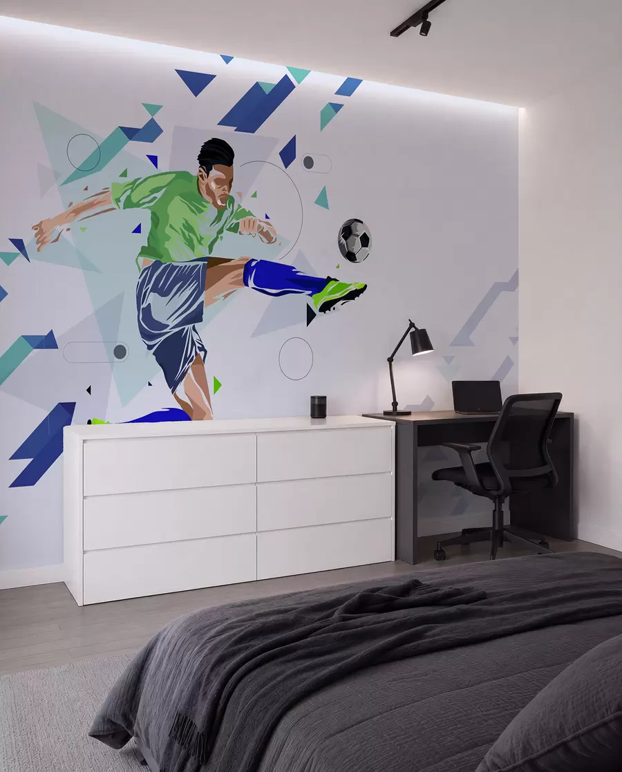 Fototapetai futbolininkas, kuris muša kamuolį w02401