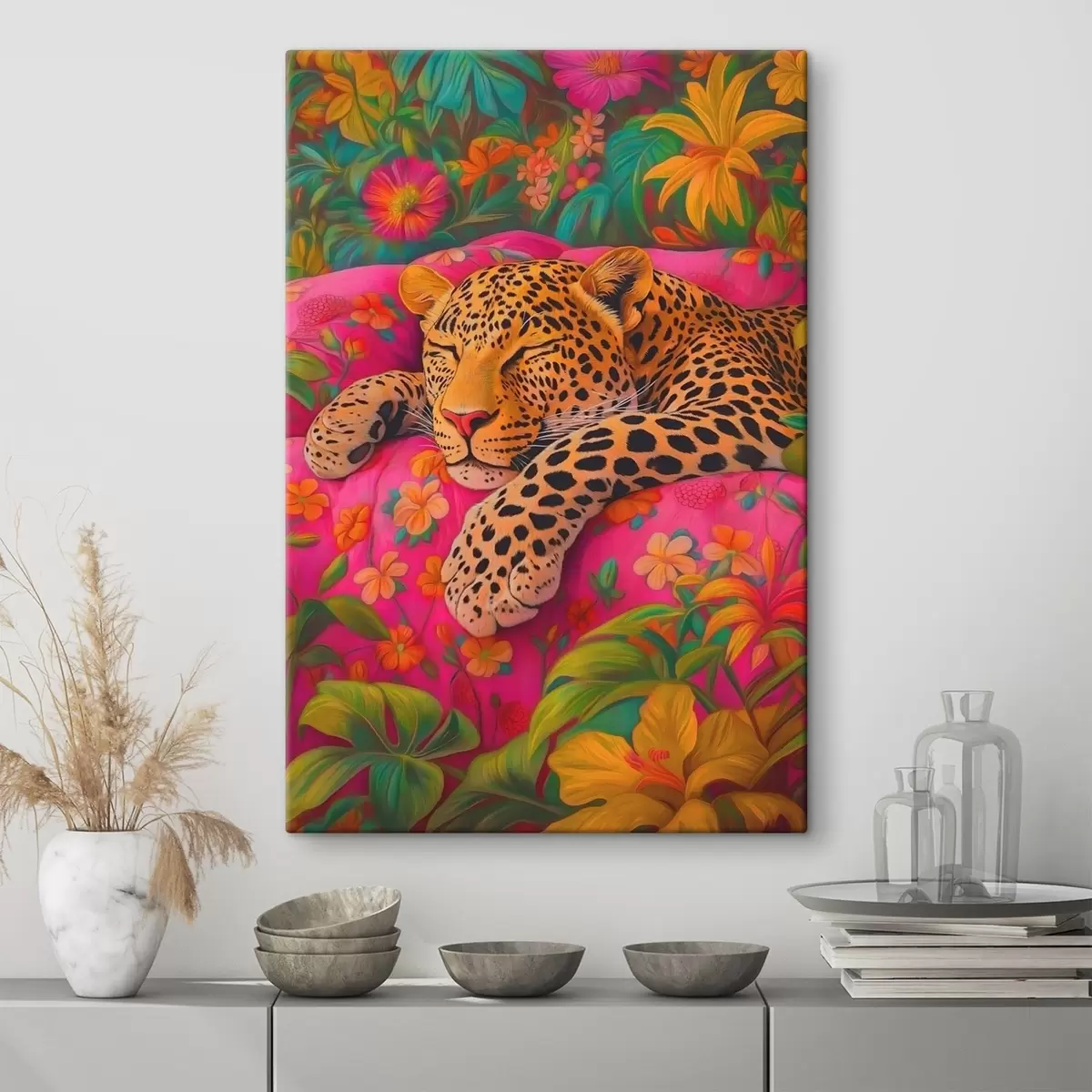 Paveikslėlis Miegantis leopardas tarp gėlių s41929