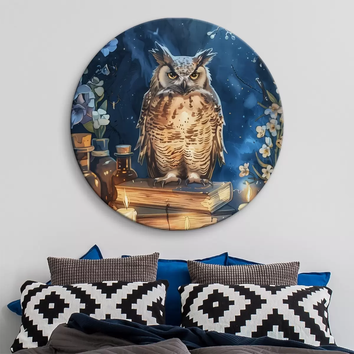 Apvalūs paveikslai Pelėda ir knygos r39073