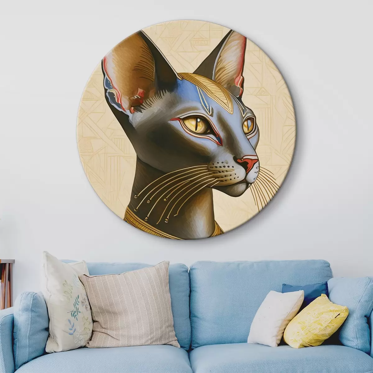 Apvalūs paveikslai Bastet, Egipto deivė, katė profilyje r38725