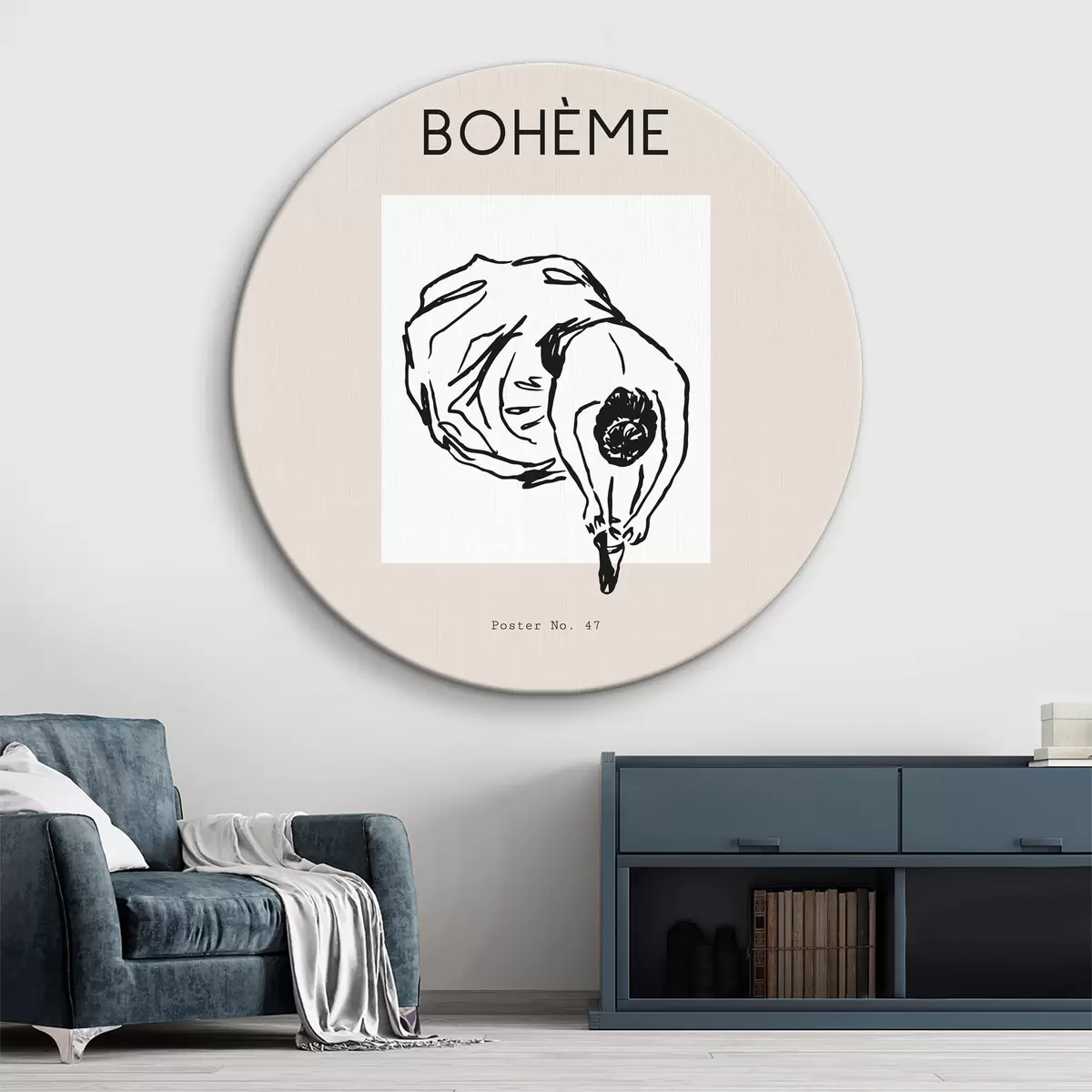 Apvalūs paveikslai Boho stiliaus balerina r37935
