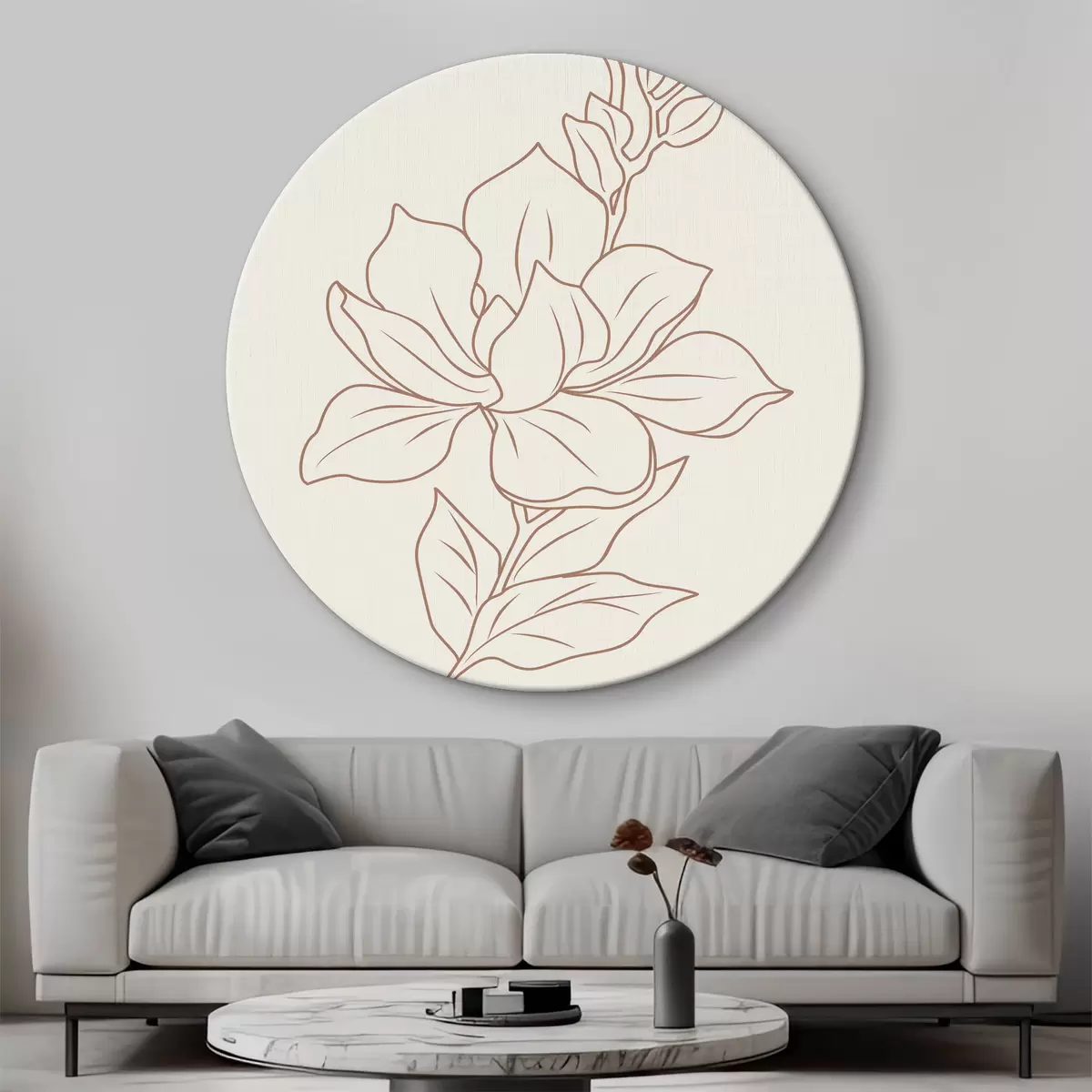 Apvalūs paveikslai Botaninis, pastelinės spalvos, elegancija r38020