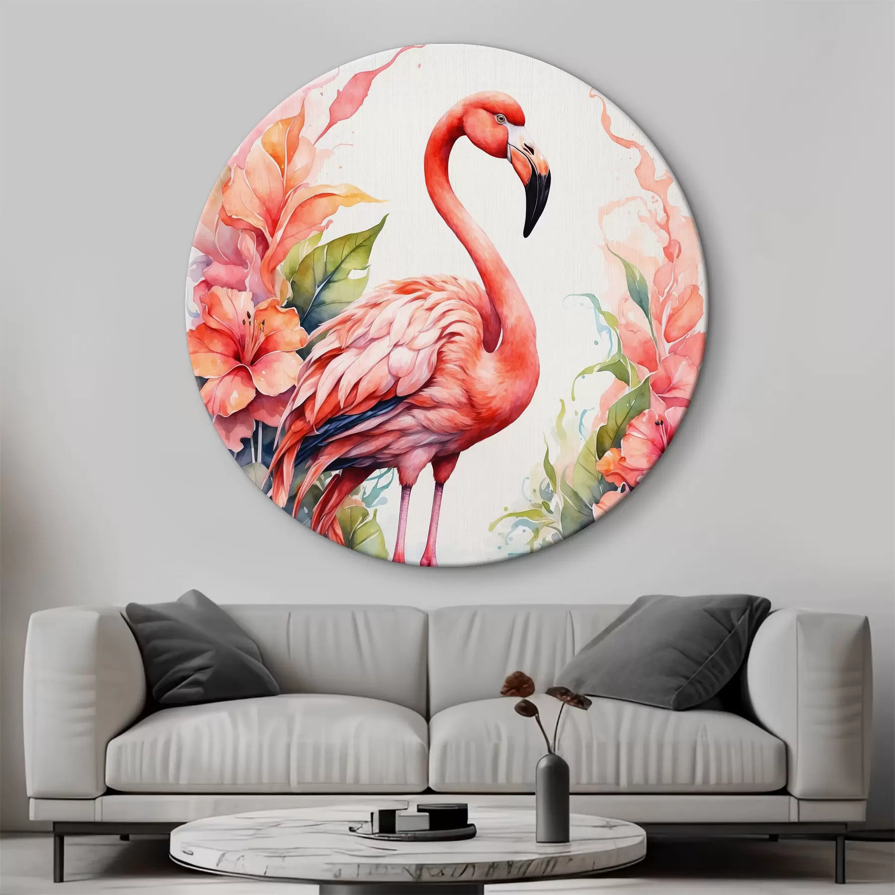 Paveikslėlis Flamingas su gėlėmis akvarele r37125