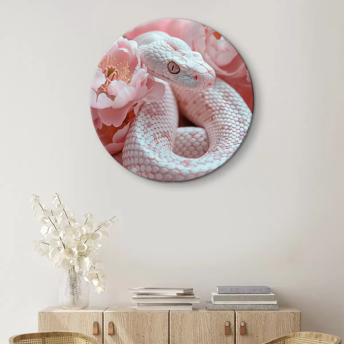 Apvalūs paveikslai Gėlės, gyvatė, rožinė, šviesiai rožinė r39944