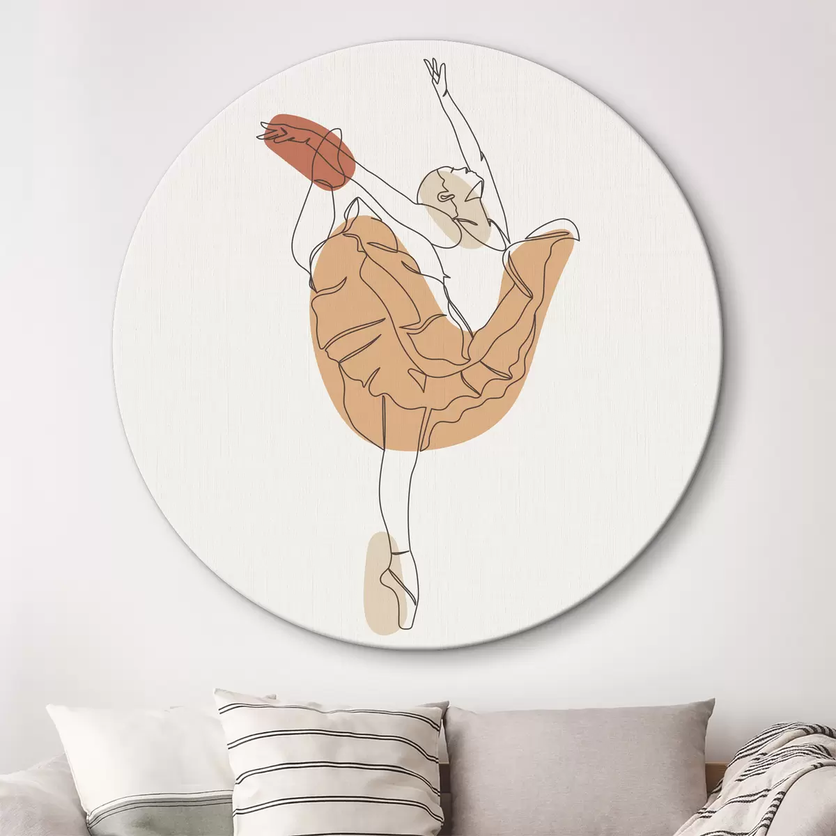 Apvalūs paveikslai Merginos balerinos stiliaus boho minimalizmo linijos r38077