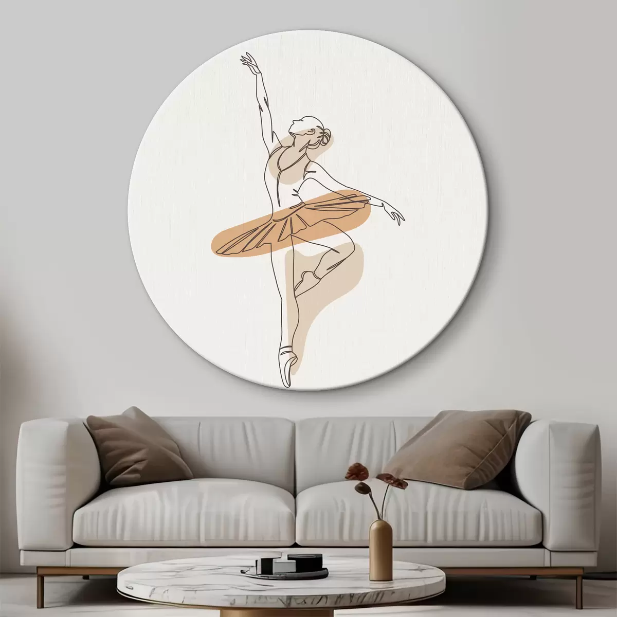 Apvalūs paveikslai Merginos balerinos stiliaus boho minimalizmo linijos r38078