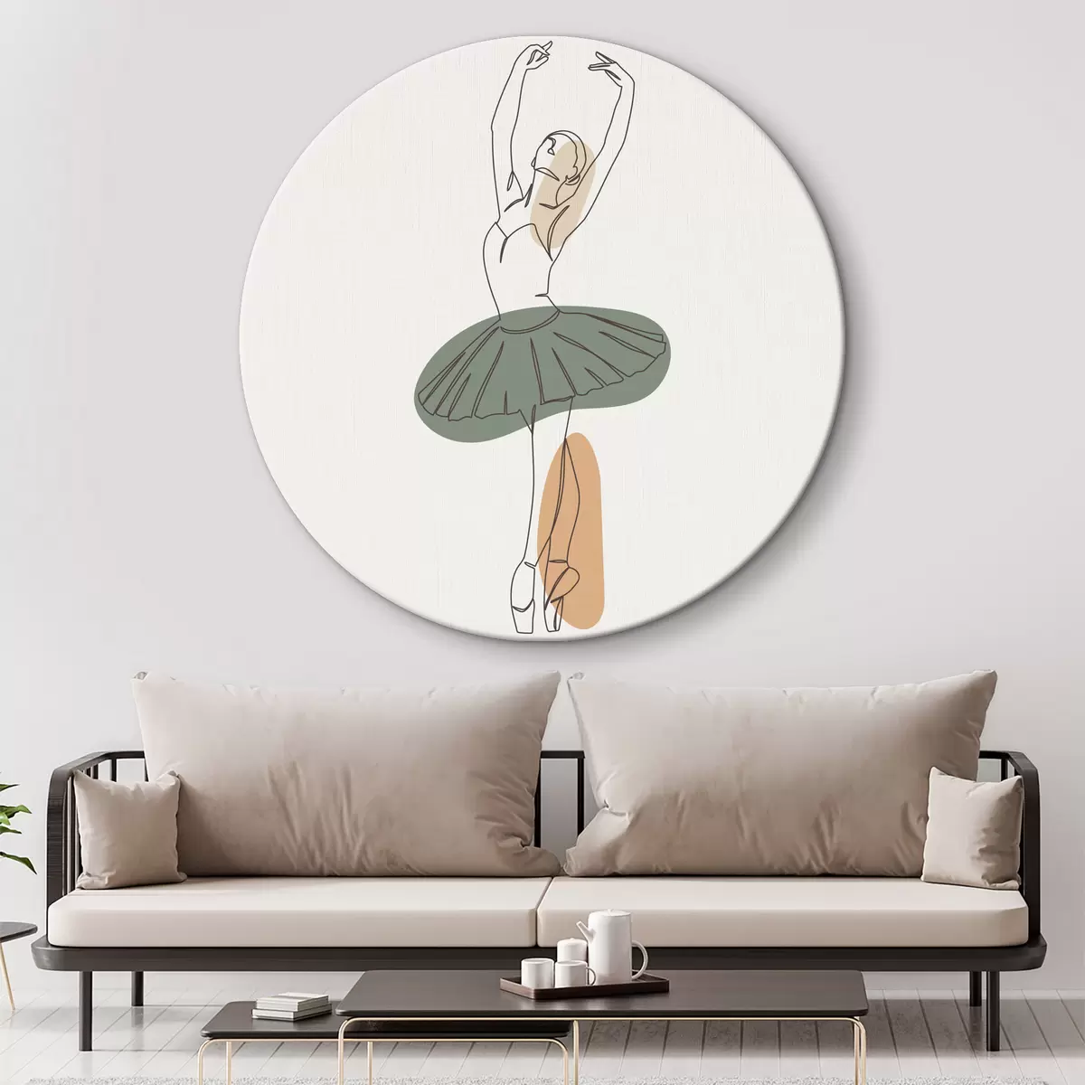 Apvalūs paveikslai Merginos balerinos stiliaus boho minimalizmo linijos r38079