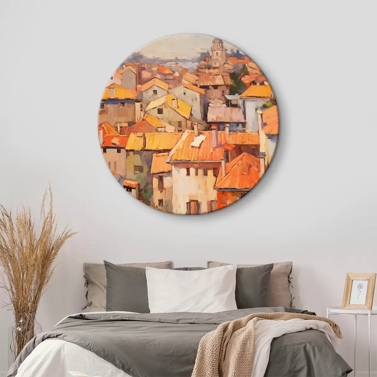 Apvalūs paveikslai Italijos kaimo namai, tapyti aliejumi r39924