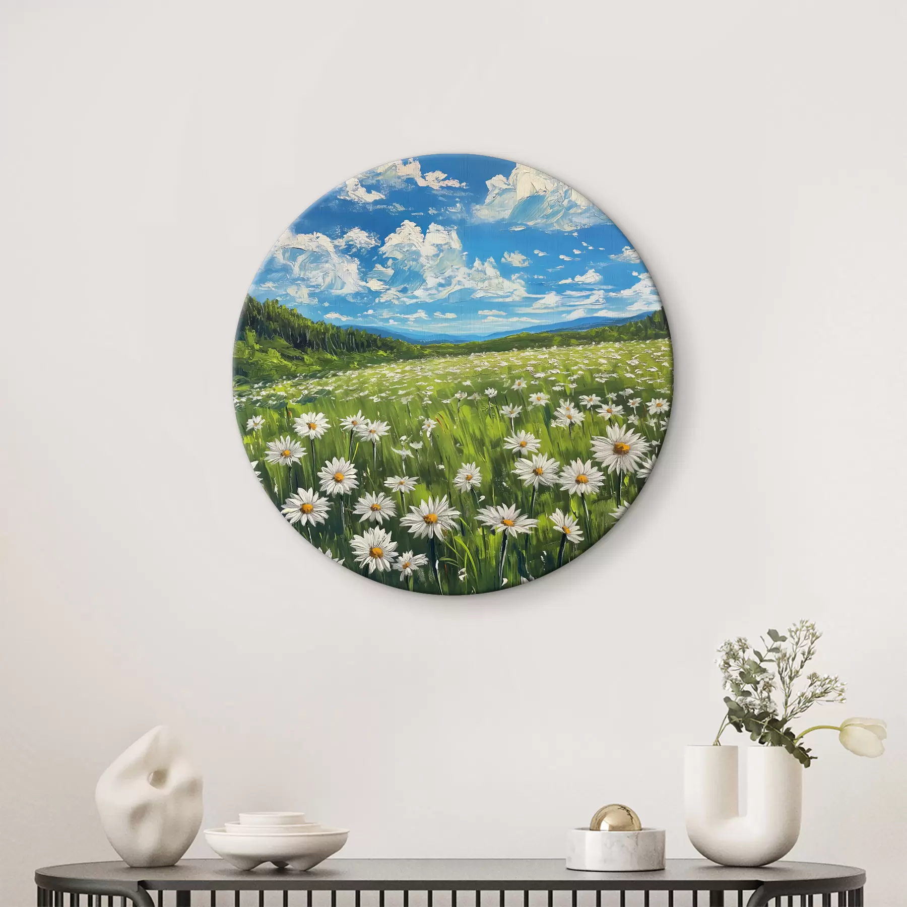 Fototapetai ramunėlių peizažas lauke r40255