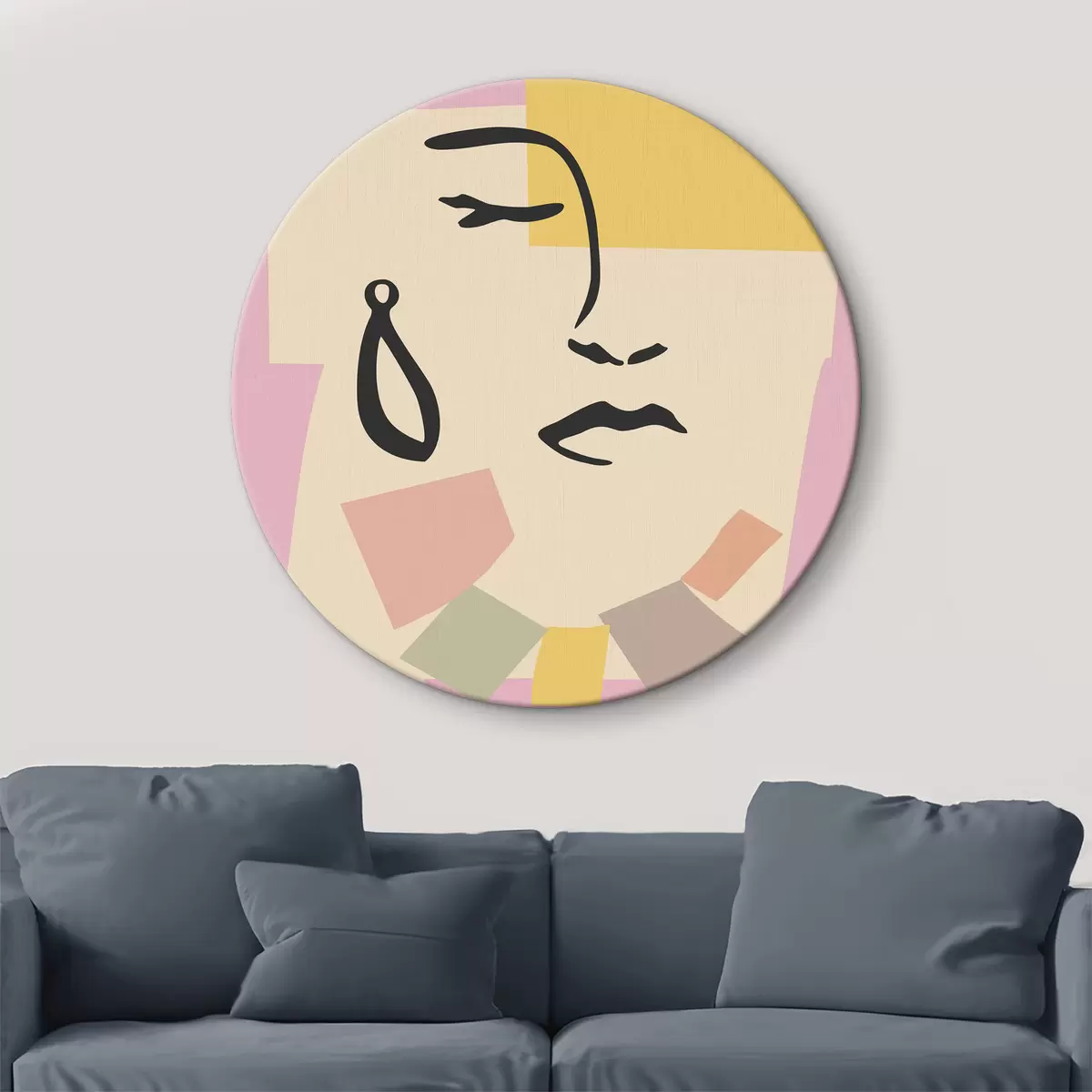 Apvalūs paveikslai Minimalistinis Henri Matisse'o stiliaus paveikslas r36306