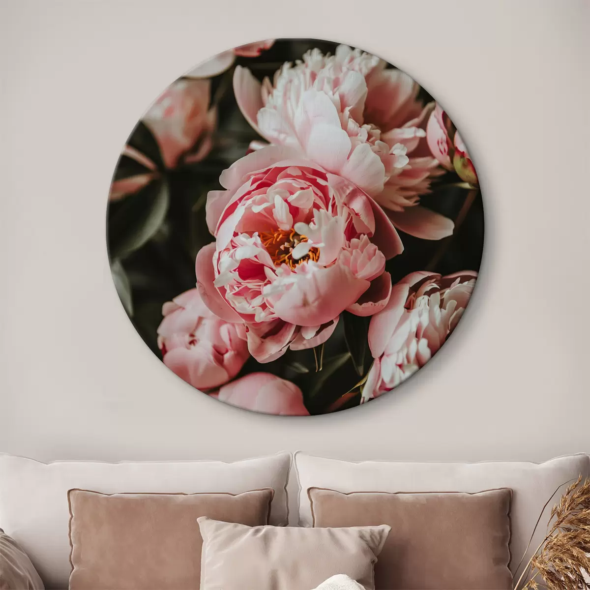 Apvalūs paveikslai Rožiniai bijūnai r39546 Apvalūs paveikslai Rožiniai bijūnai r39546