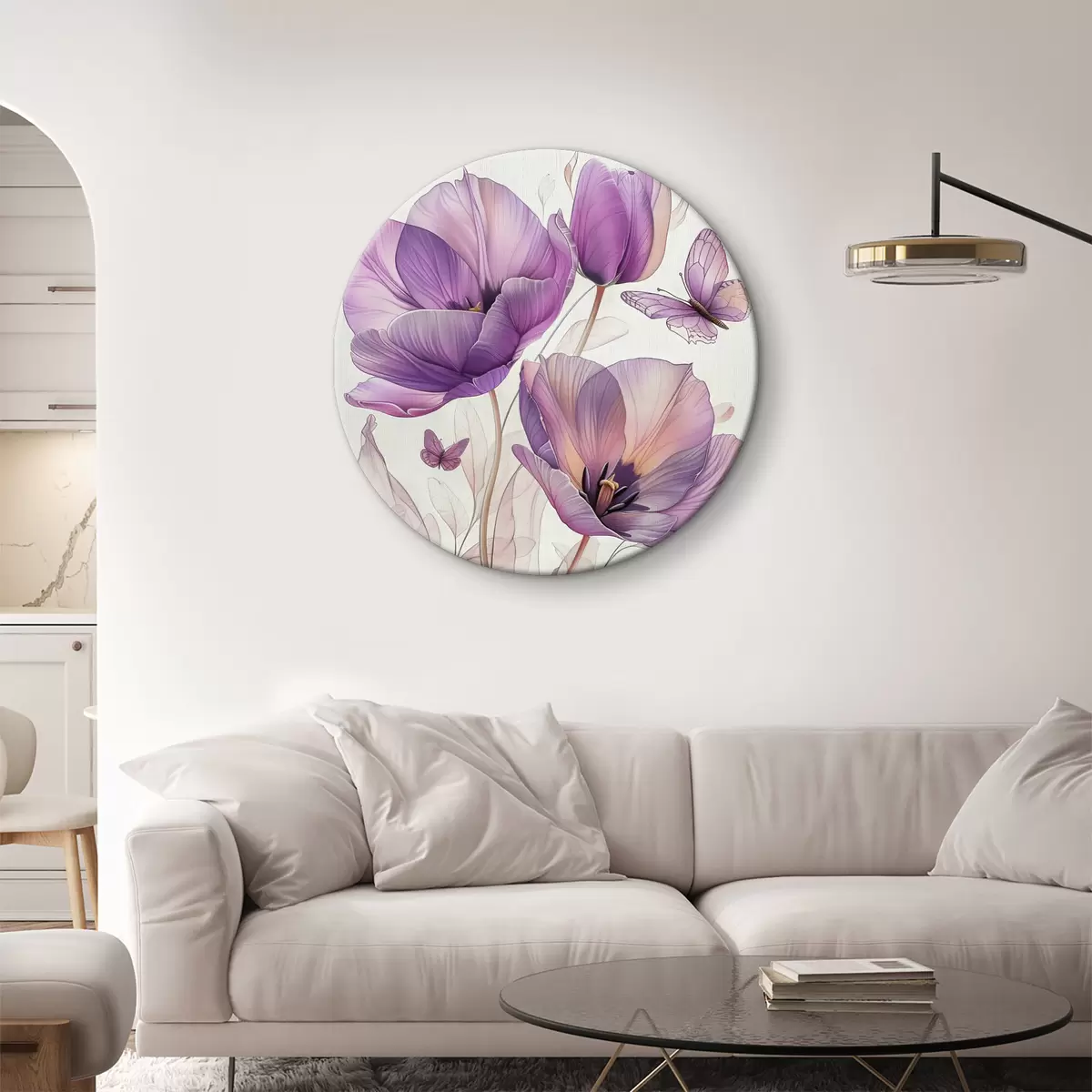 Apvalūs paveikslai Violetinės gėlės r40189