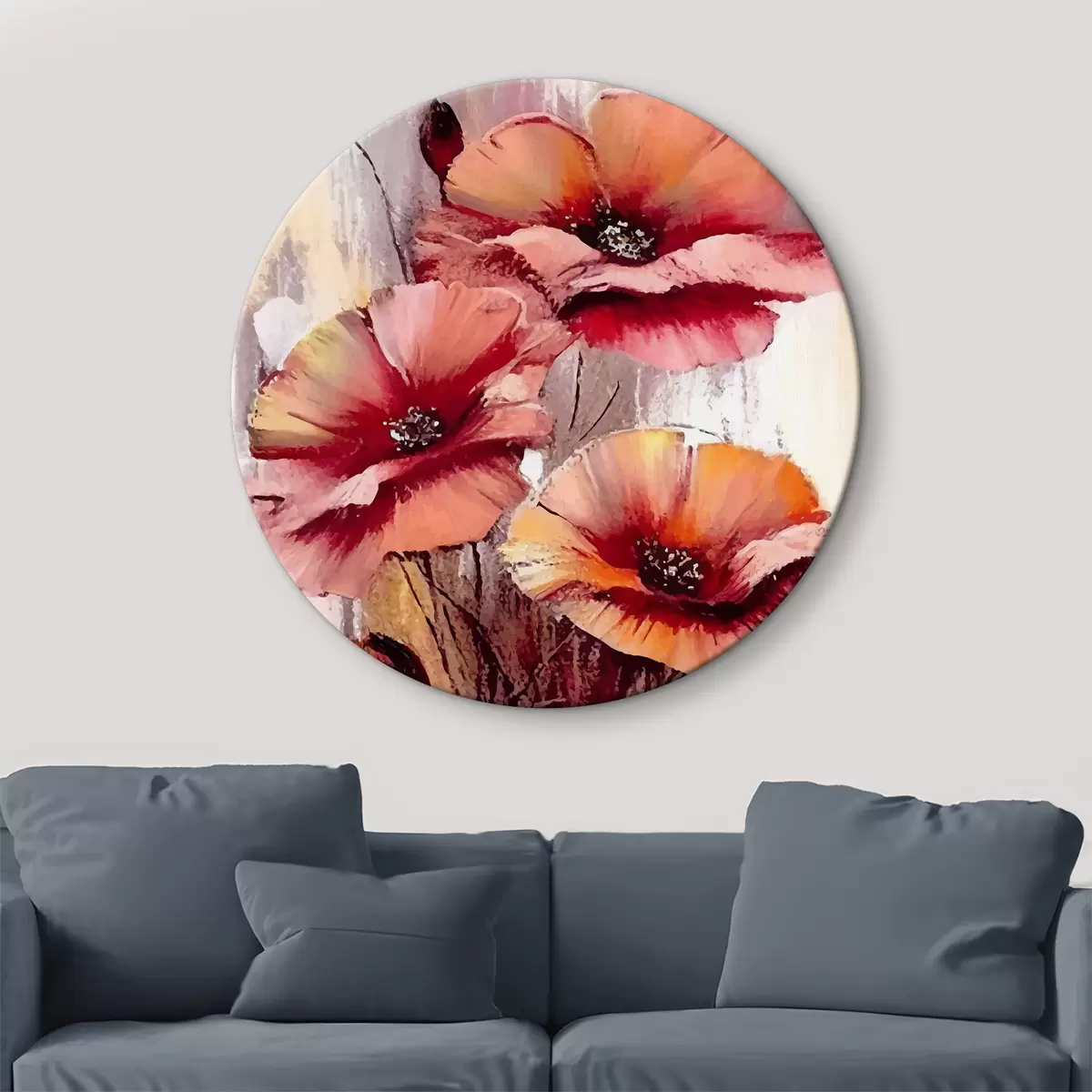 Apvalūs paveikslai Raudonos aguonos akvarele r37743