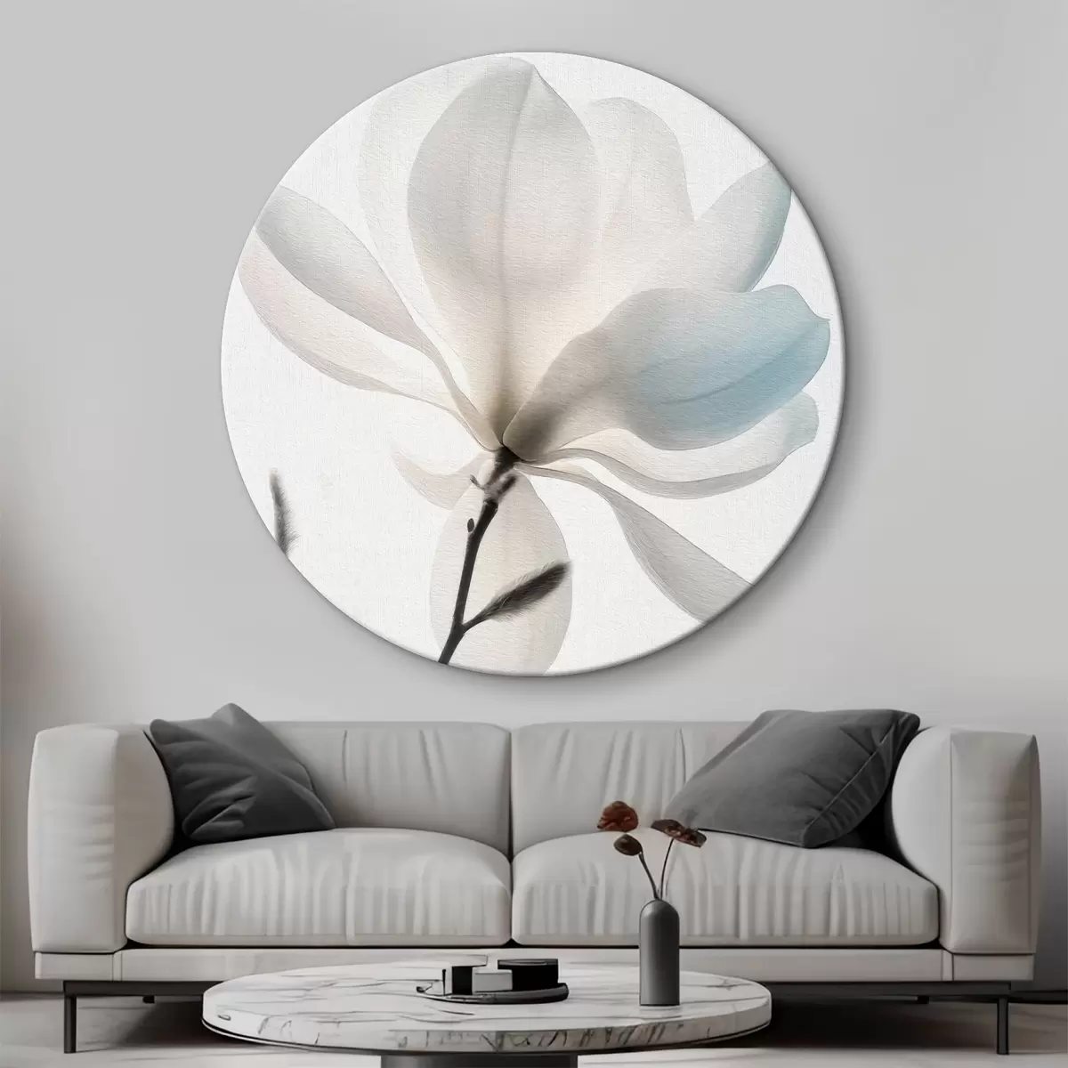 Apvalūs paveikslai Stilinga balta magnolijos gėlė nauja tendencija r39578