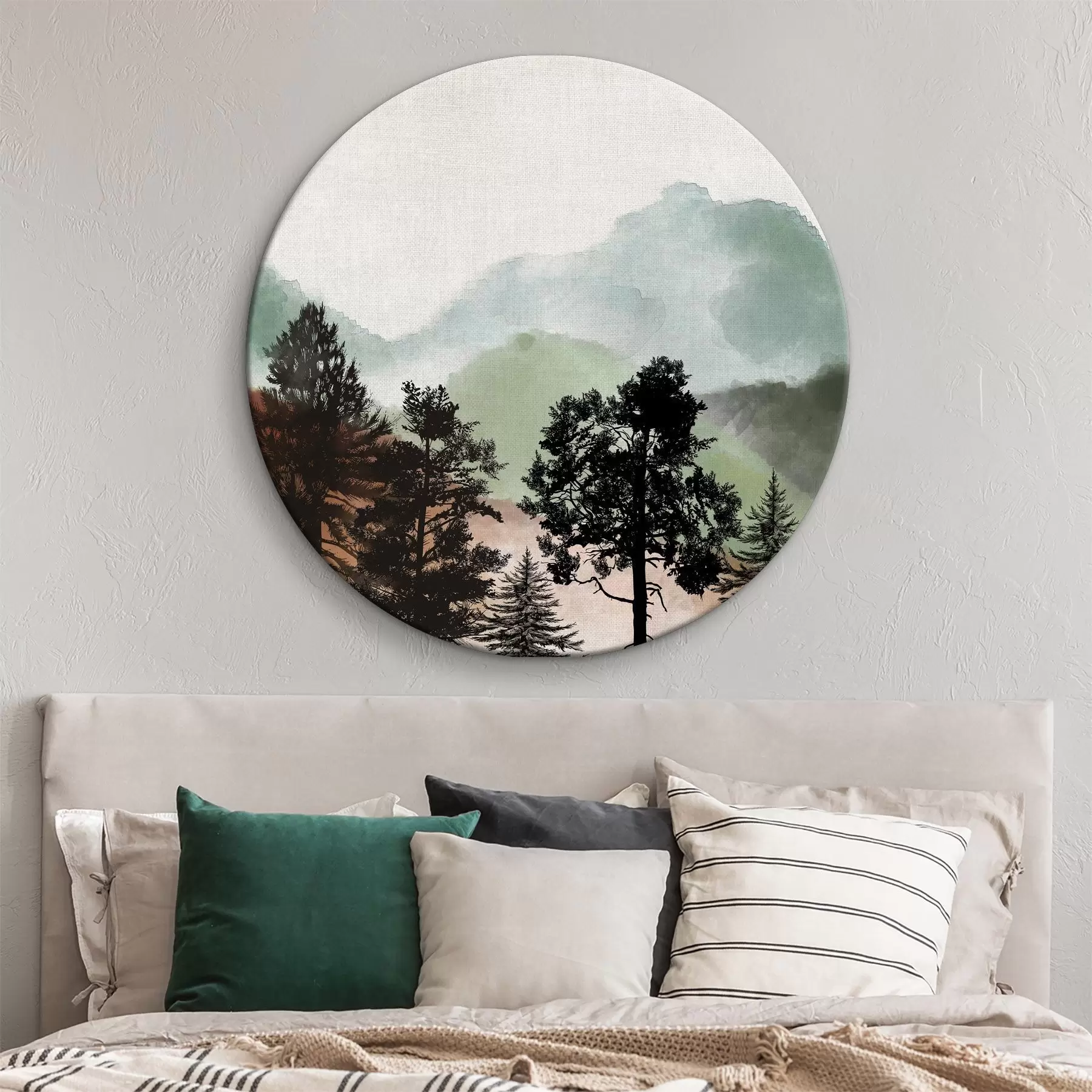 Paveikslėlis Akvarelinis kalnų kraštovaizdis su medžiais r36603