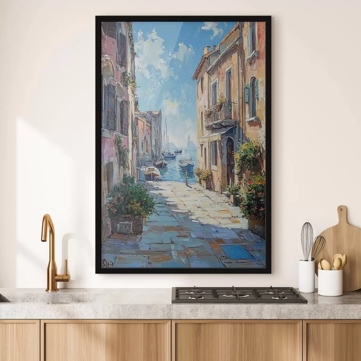 Plakatas Venecijos gatvė aliejinių dažų stiliumi f42003