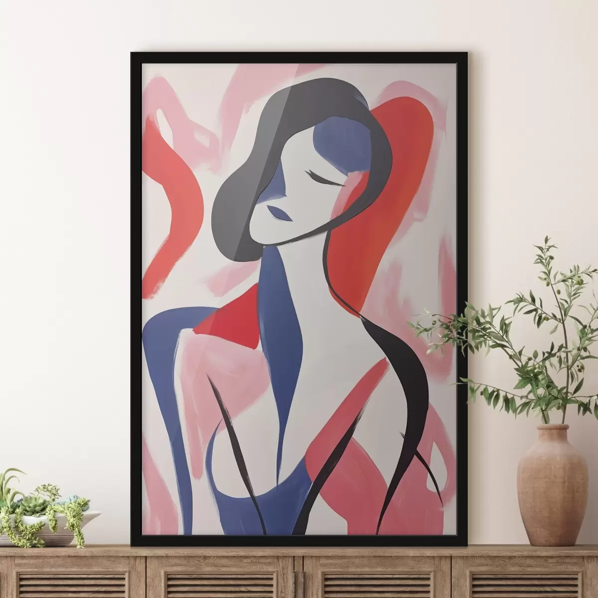 Plakatas Abstraktus portretas, teptuko potėpių imitacija f42030