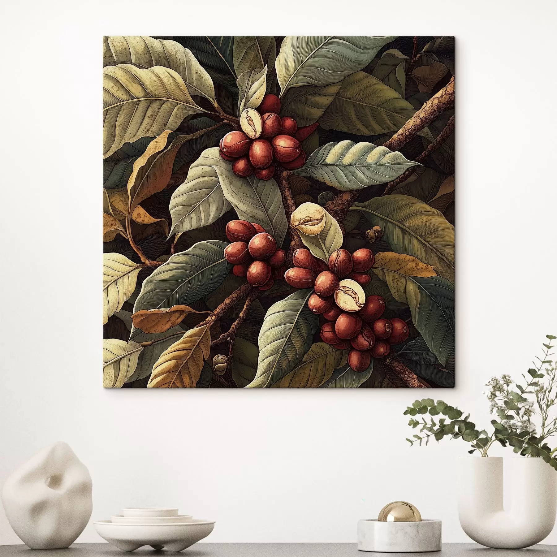 Fototapetai Kavamedis su vaisiais ir lapais s41980