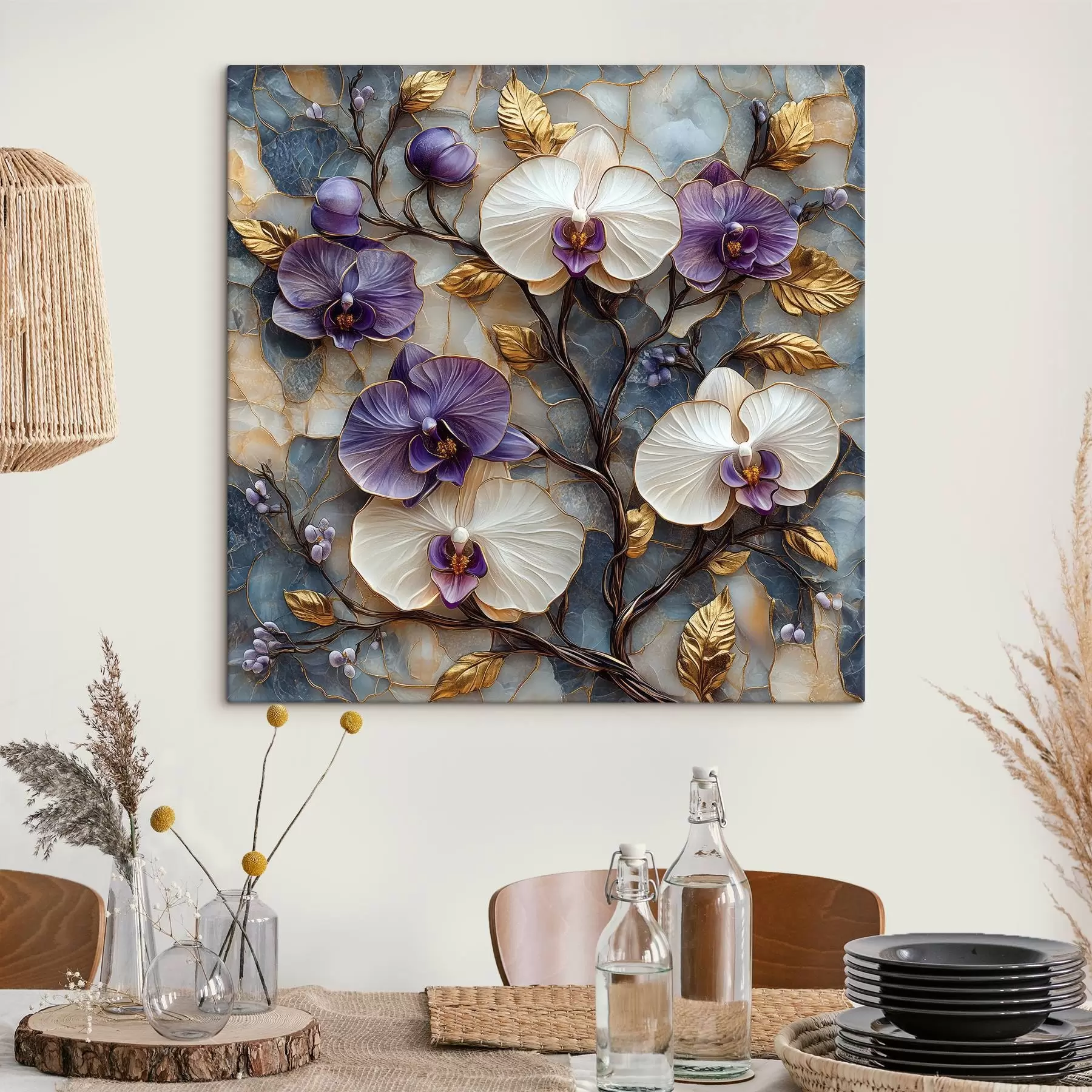 Paveikslėlis Elegantiškos orchidėjos prabangiame marmuriniame fone s41985