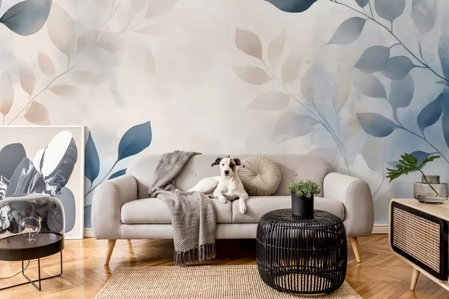 Fototapetai subtilūs lapai akvarelės technika w02453