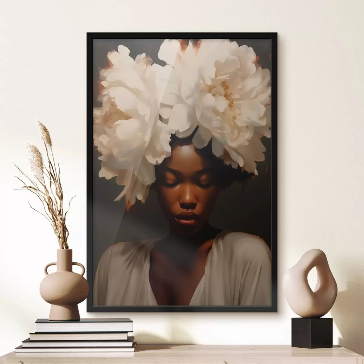 Plakatas Mergaitė modelis ir gėlės plaukuose f41799