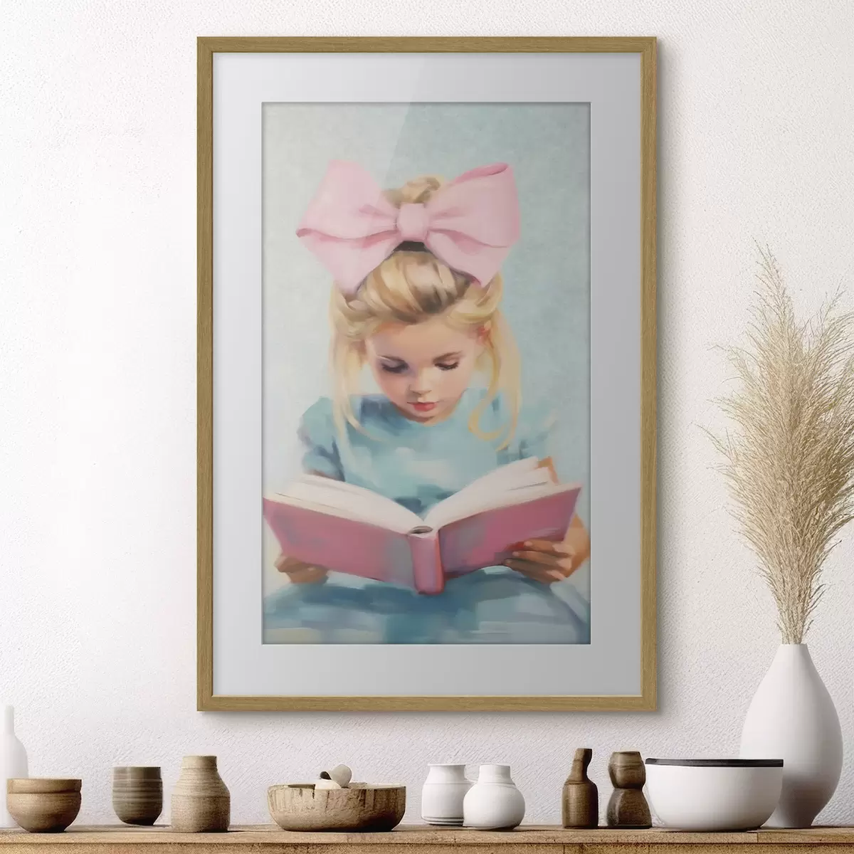 Plakatas Maža mergaitė ir knyga f41800