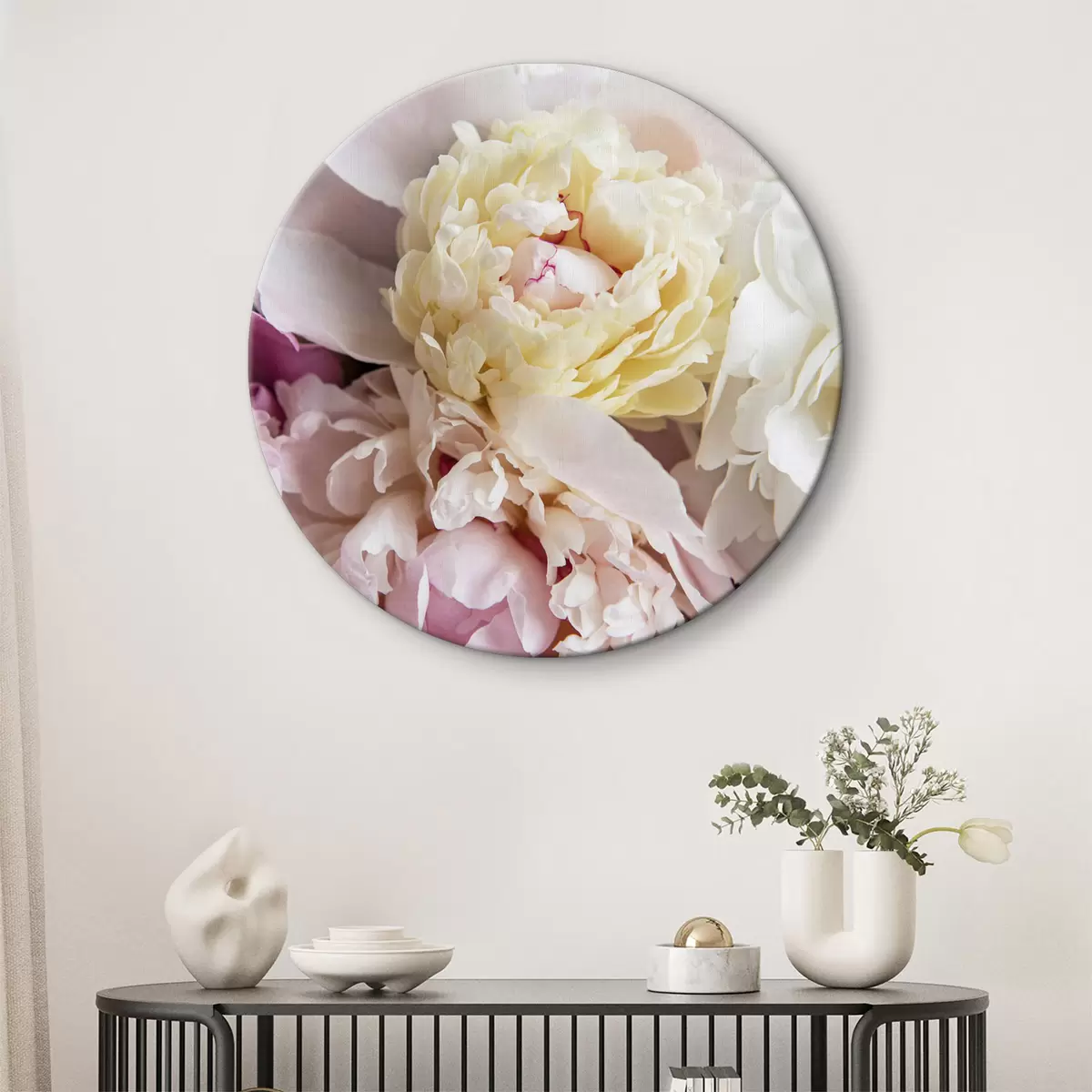 Apvalūs paveikslai Gėlė, balta, su žiedlapiais r35245