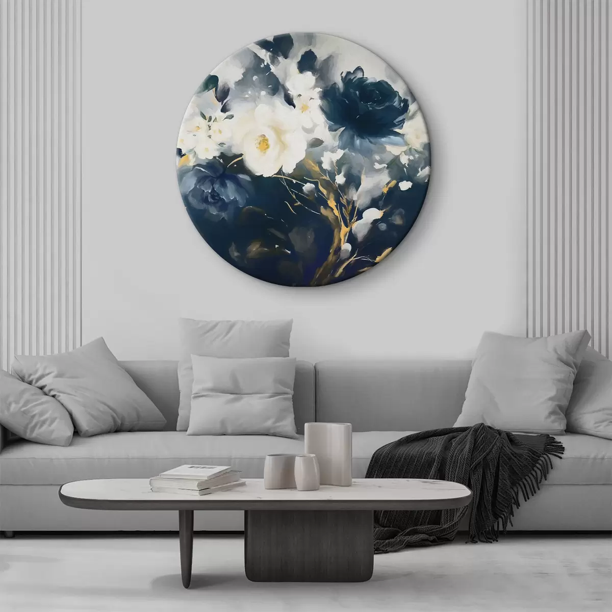 Apvalūs paveikslai Akvarelės mėlynos gėlės r35491