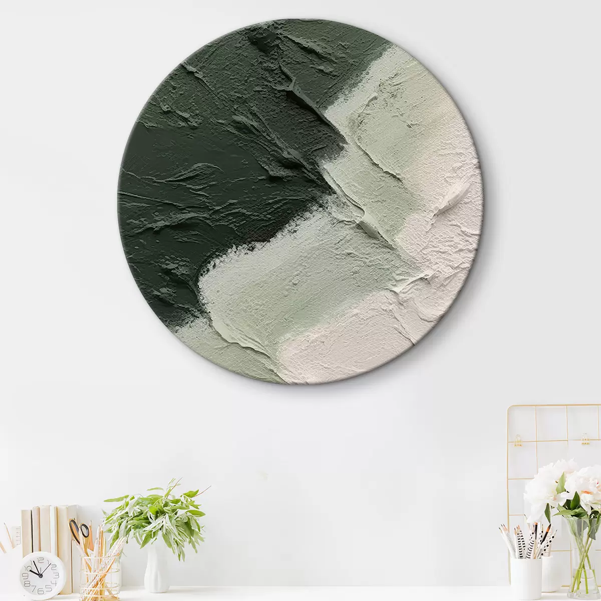 Apvalūs paveikslai Minimalistinio stiliaus vintažinė geometrinė iliuzija r35578