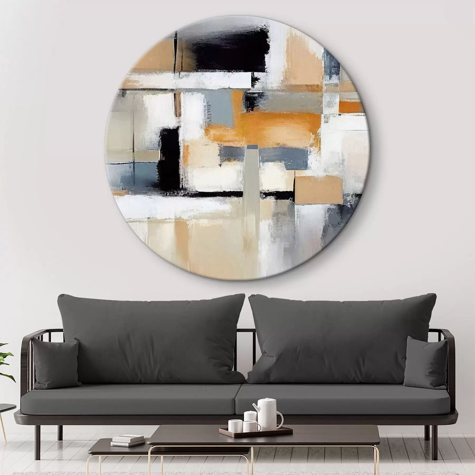 Paveikslėlis Smėlio spalvos abstrakcija su oranžine ir balta spalvomis r36624