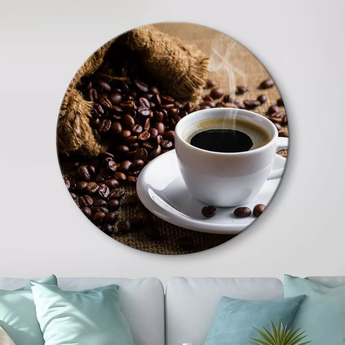 Apvalūs paveikslai Aromatinė kava ir kavos pupelės r37172
