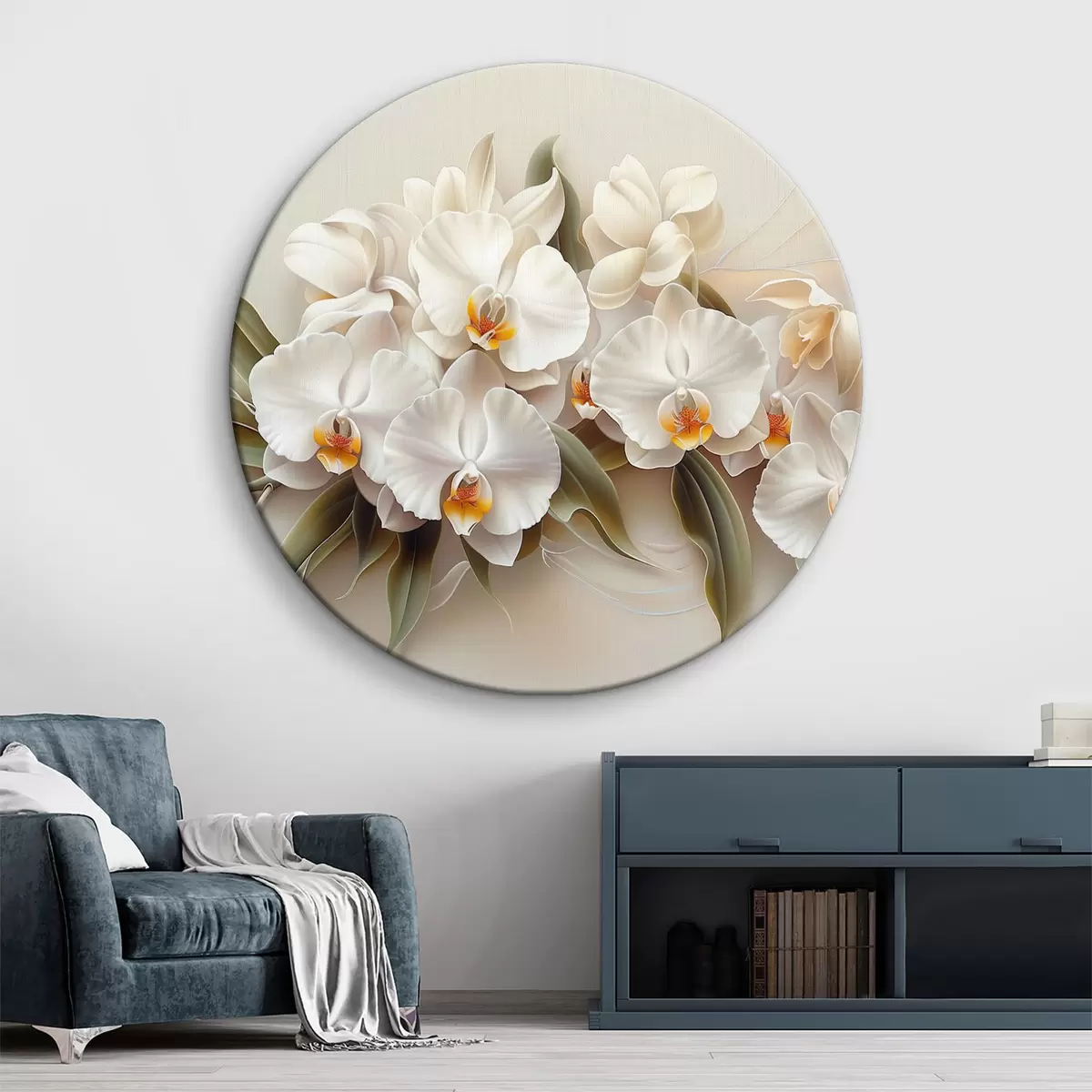 Apvalūs paveikslai Šviesios orchidėjos r38704