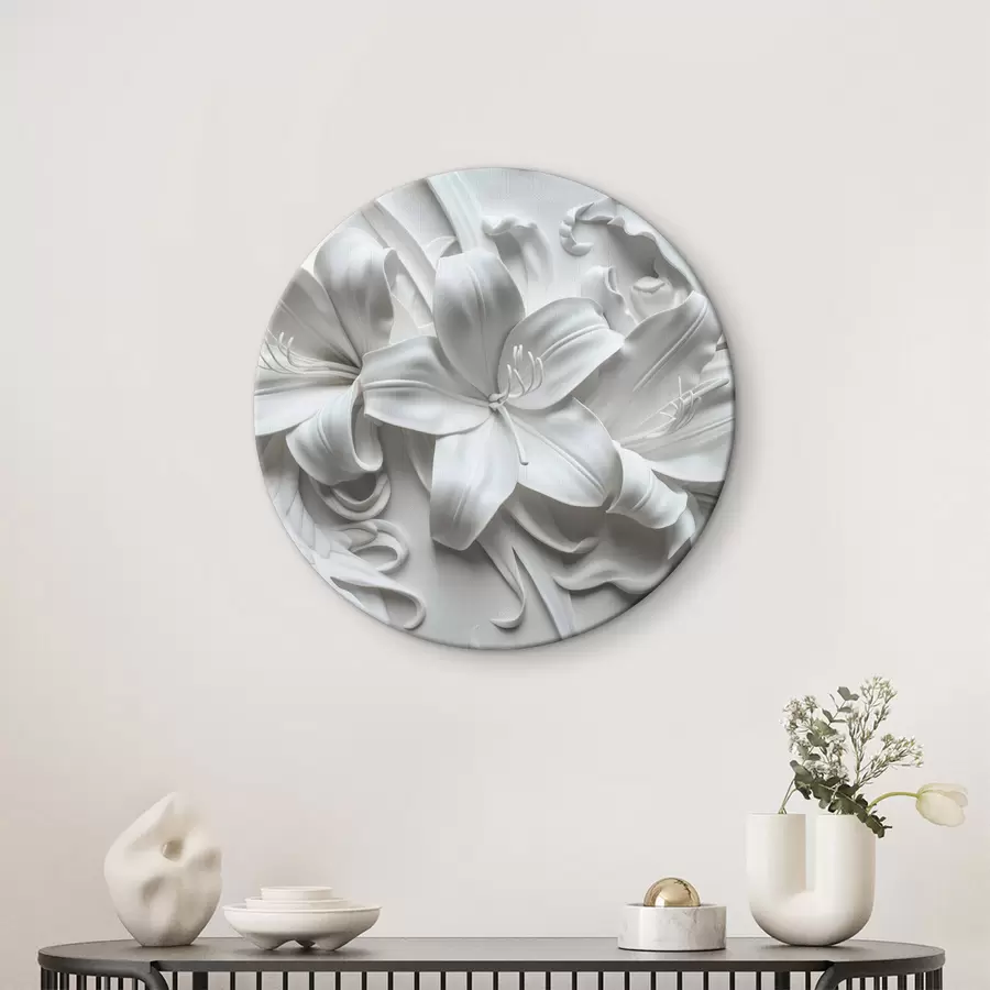 Fototapetai Baltas 3D reljefas iš skulptūrinių lelijų r39654