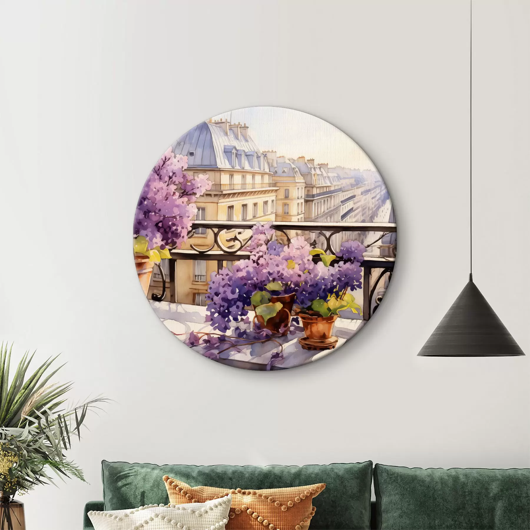 Paveikslėlis Violetinės vazonėlyje balkone Paryžiaus akvarelė r39931
