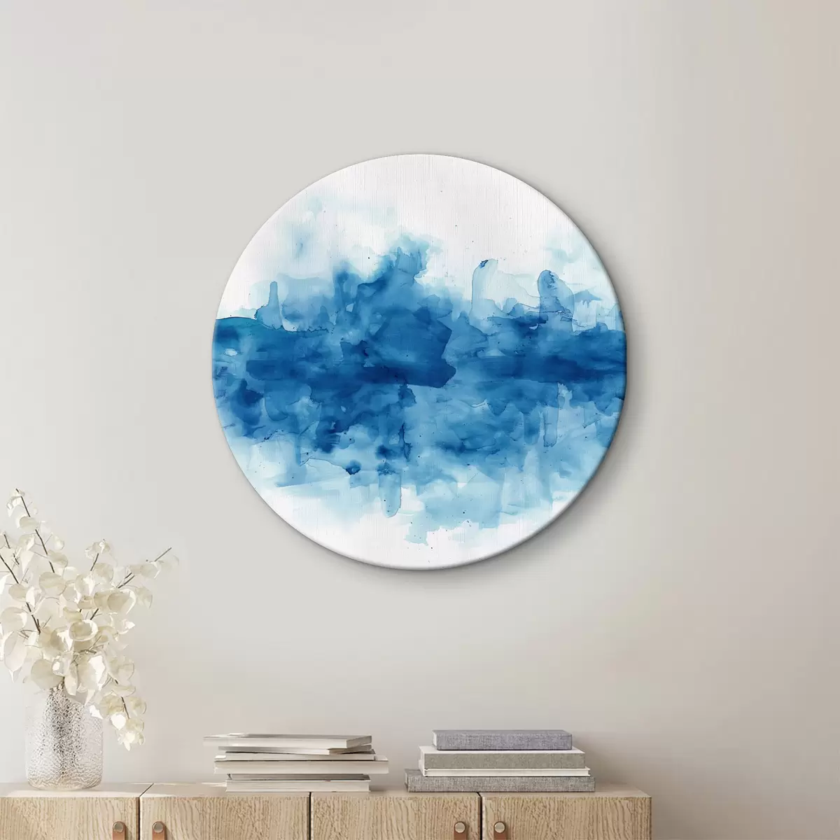 Apvalūs paveikslai Akvarelė, dėmės, mėlyna r39954