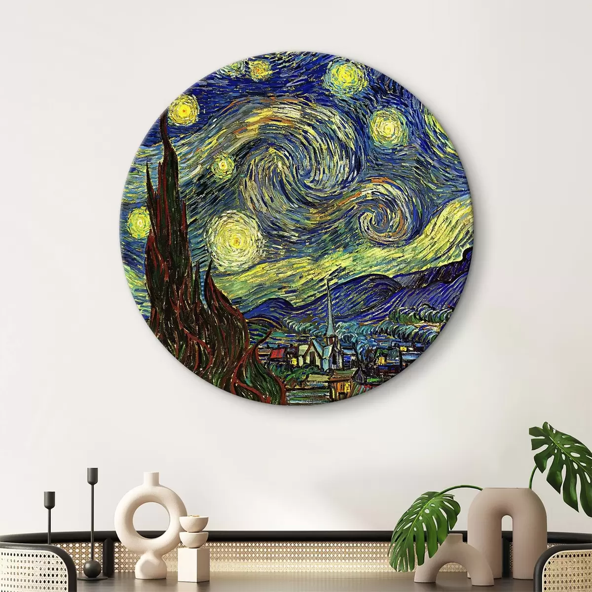 Apvalūs paveikslai Žvaigždėta naktis, Vincentas van Gogas r15213