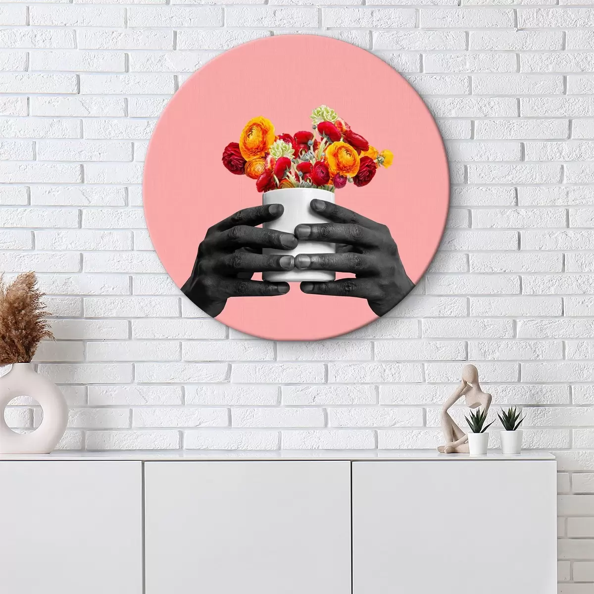 Apvalūs paveikslai Vazonas su gėlėmis r37293