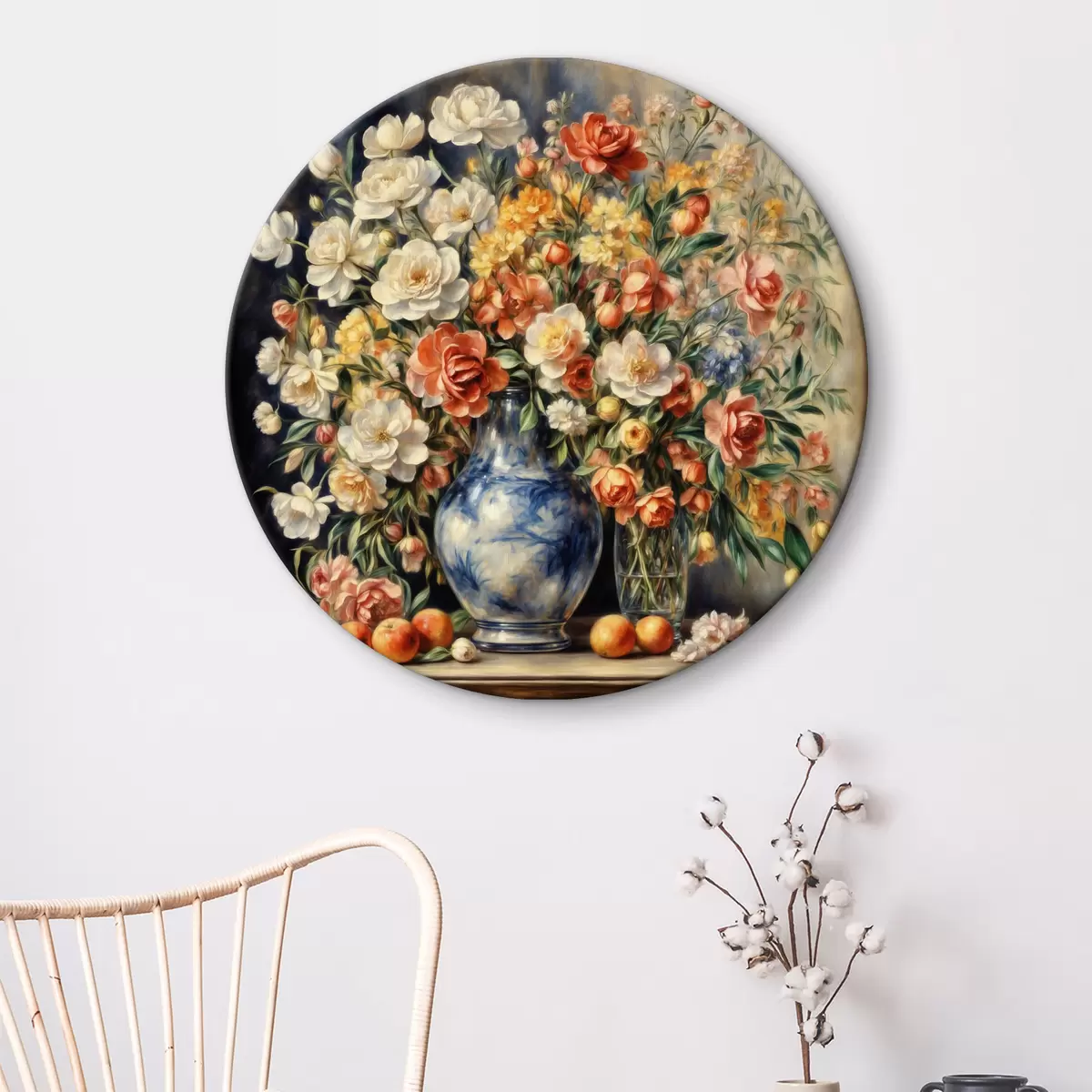 Apvalūs paveikslai Vasaros puokštė Auguste'o Renoiro stiliumi r37436