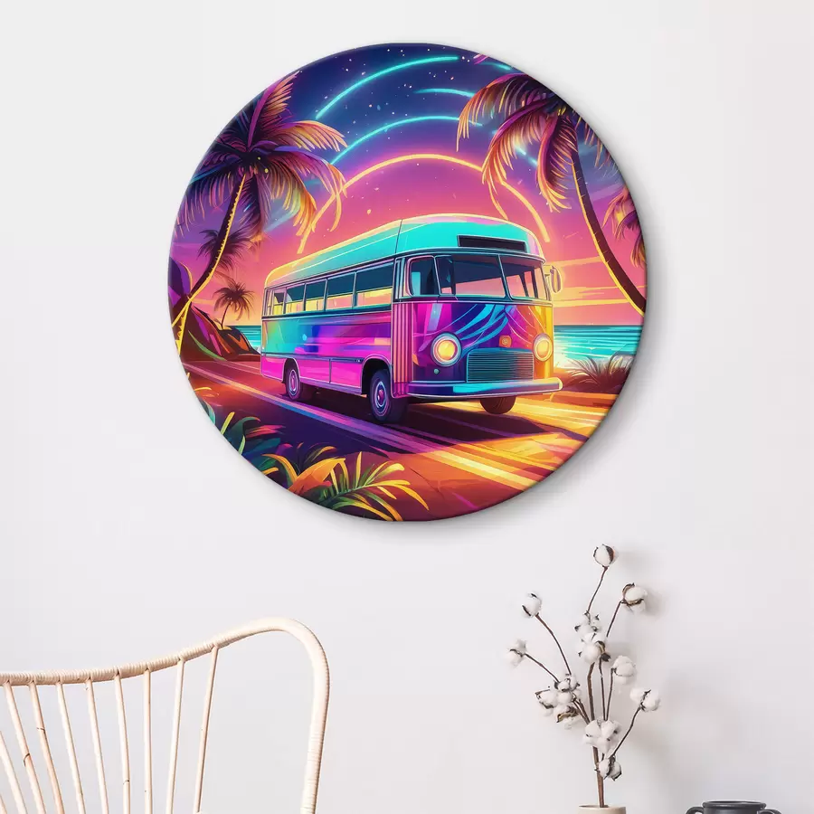 Paveikslėlis Raudonas retro automobilis paplūdimyje r38811