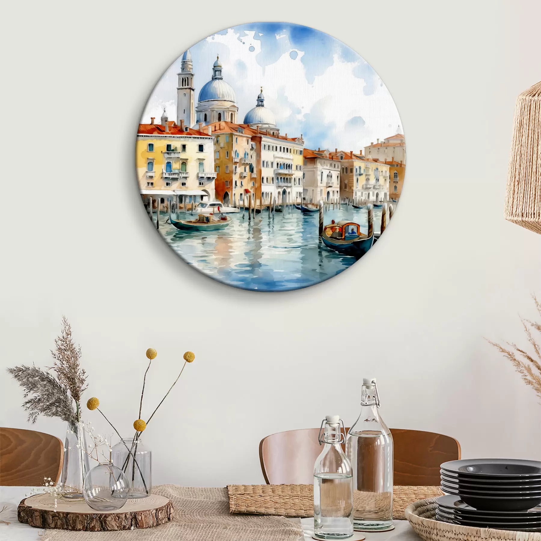 Paveikslėlis Akvarelinis peizažas Venecija, įlanka, upė, architektūra, peizažas, valtys, gondola r38908