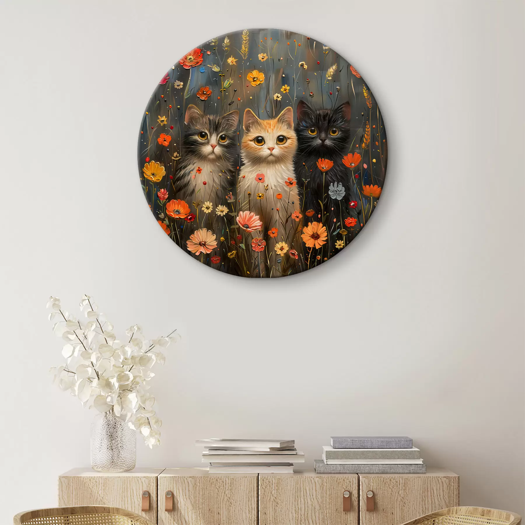 Fototapetai Trys katės laukinėse gėlėse r39012