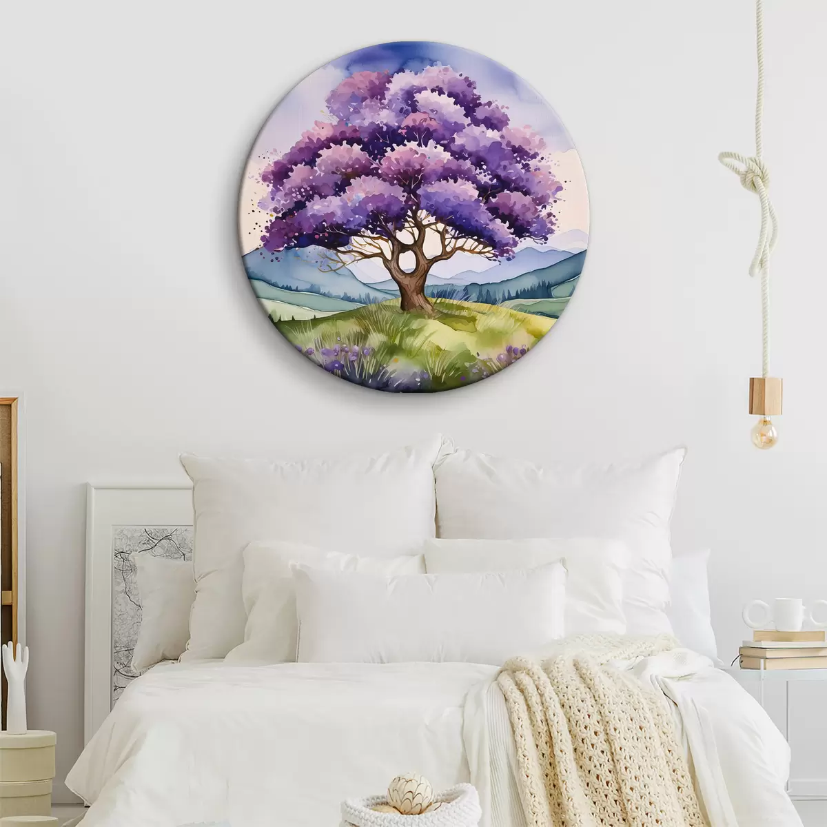 Apvalūs paveikslai Medis su violetiniais žiedais r39055