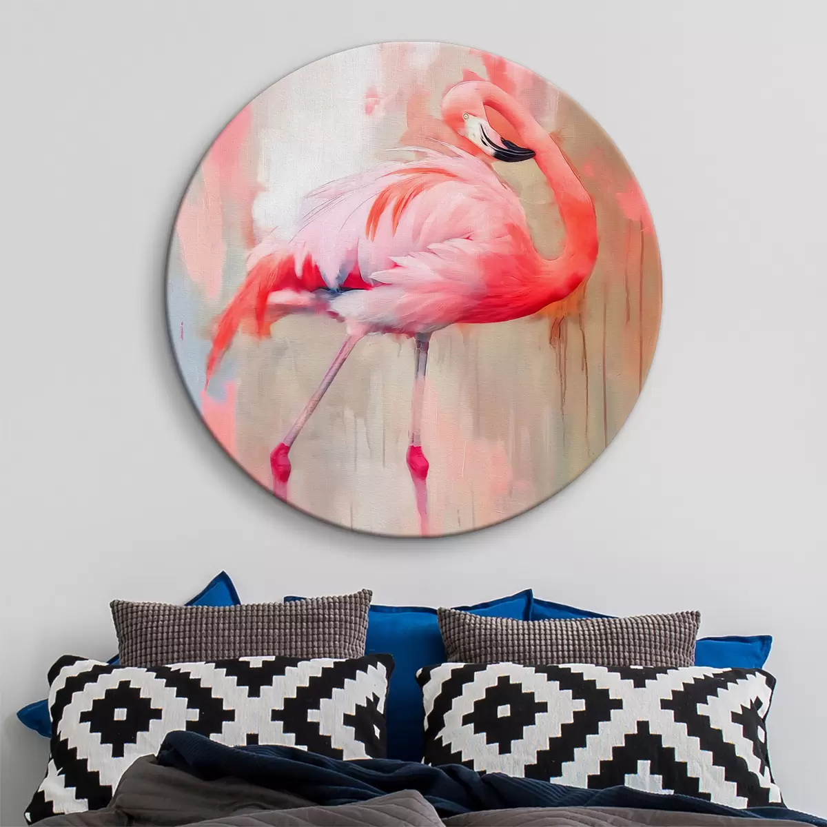 Apvalūs paveikslai Rožinis flamingo paukštis r39536