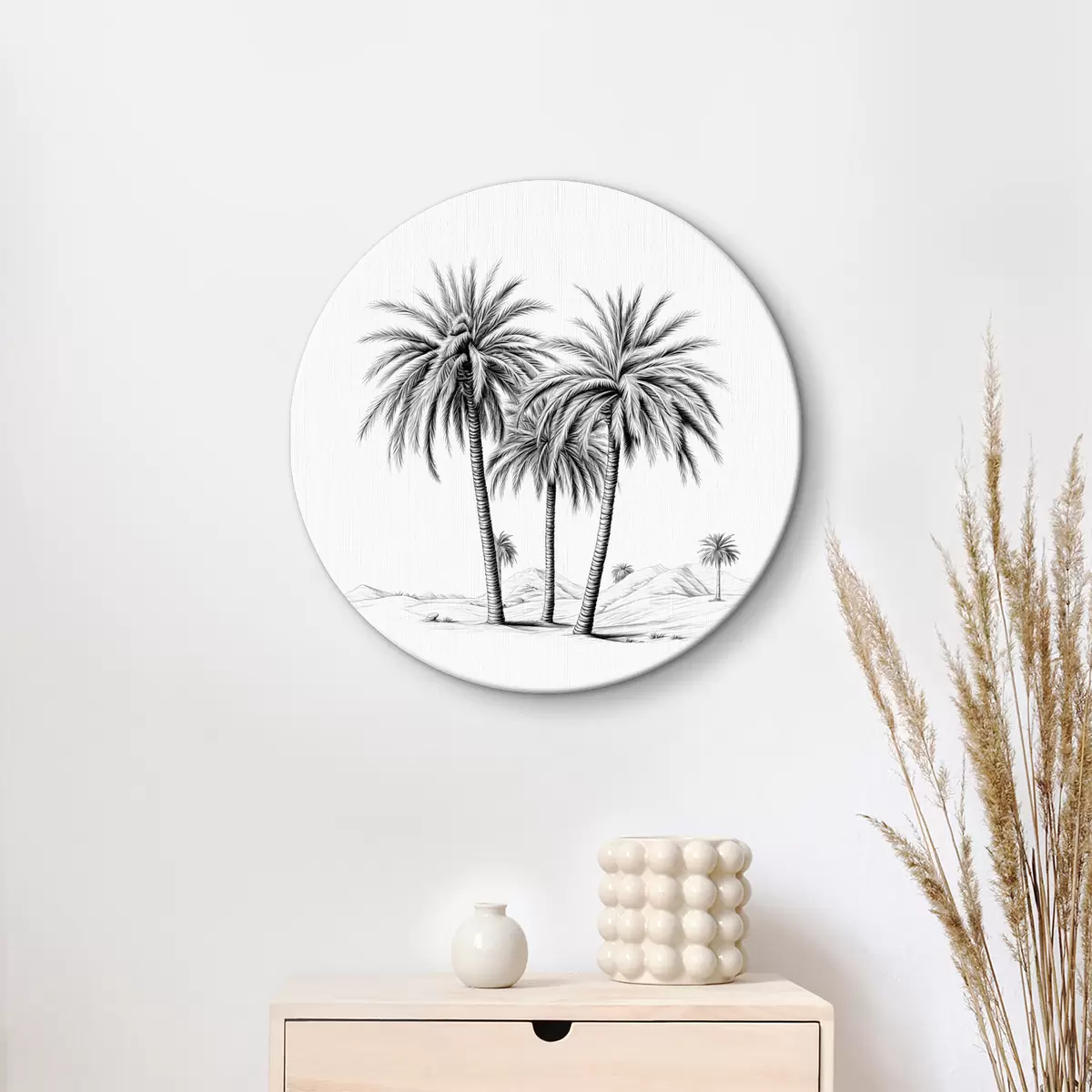 Apvalūs paveikslai Palmės, vienspalviai, minimalizmas r39929