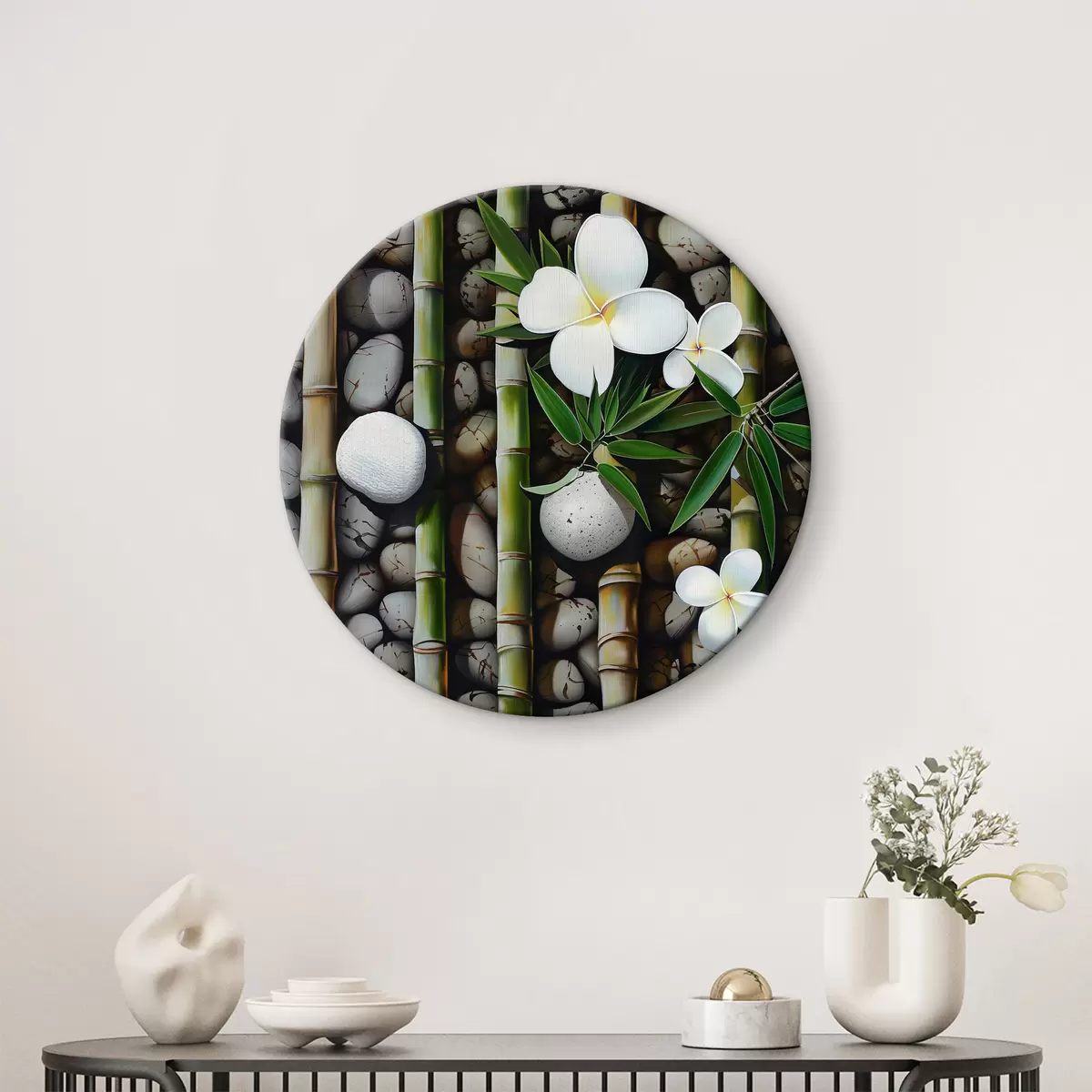 Apvalūs paveikslai Gėlės ir bambukai r40367