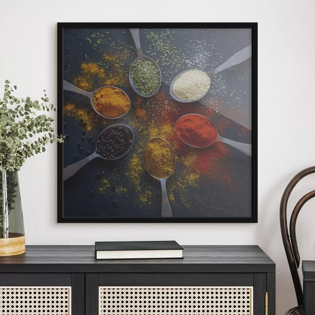 Plakatas Grupė šaukštų su skirtingais prieskoniais f37046